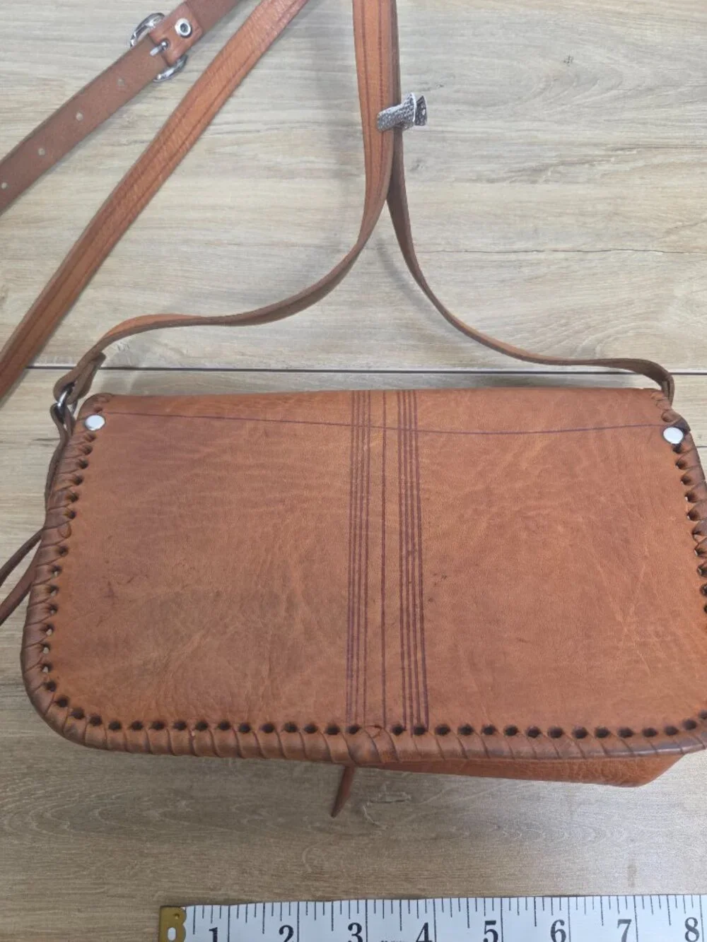 Vintage Four Winds Leather Crossbody Bag Brown Western Concho Handmade Morocco